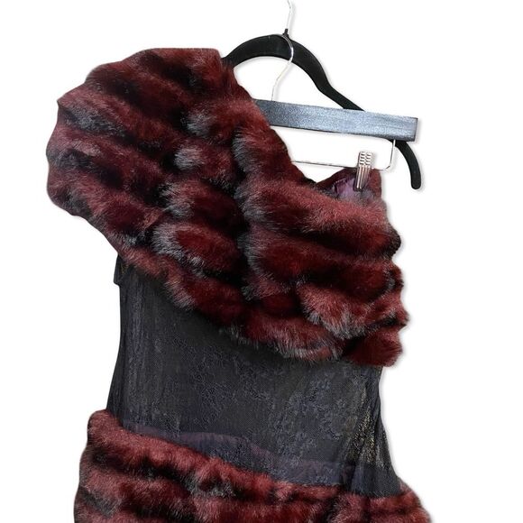 Kim Shui Burgundy and Black One-Shoulder Mini Dress - Picture 7 of 13